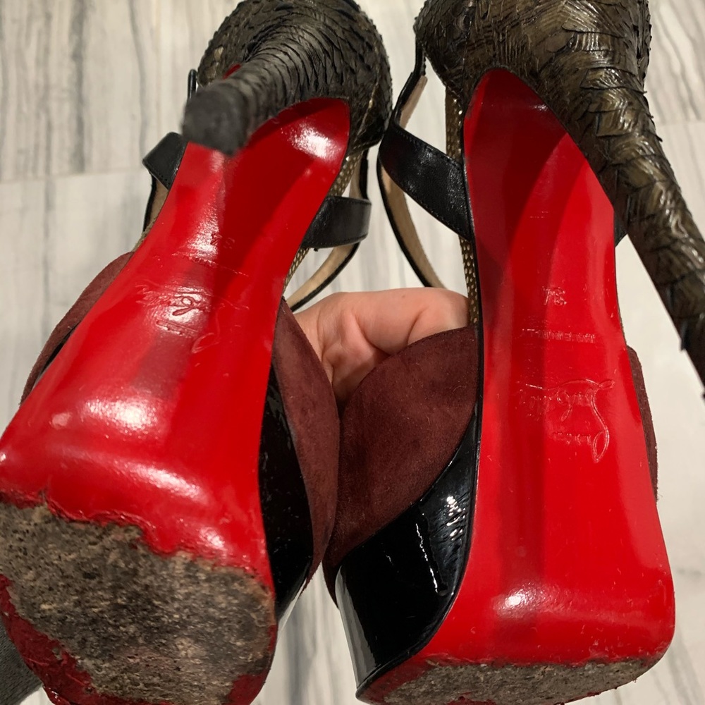 Christian Louboutin 150 Suede And Python Pumps - image 7